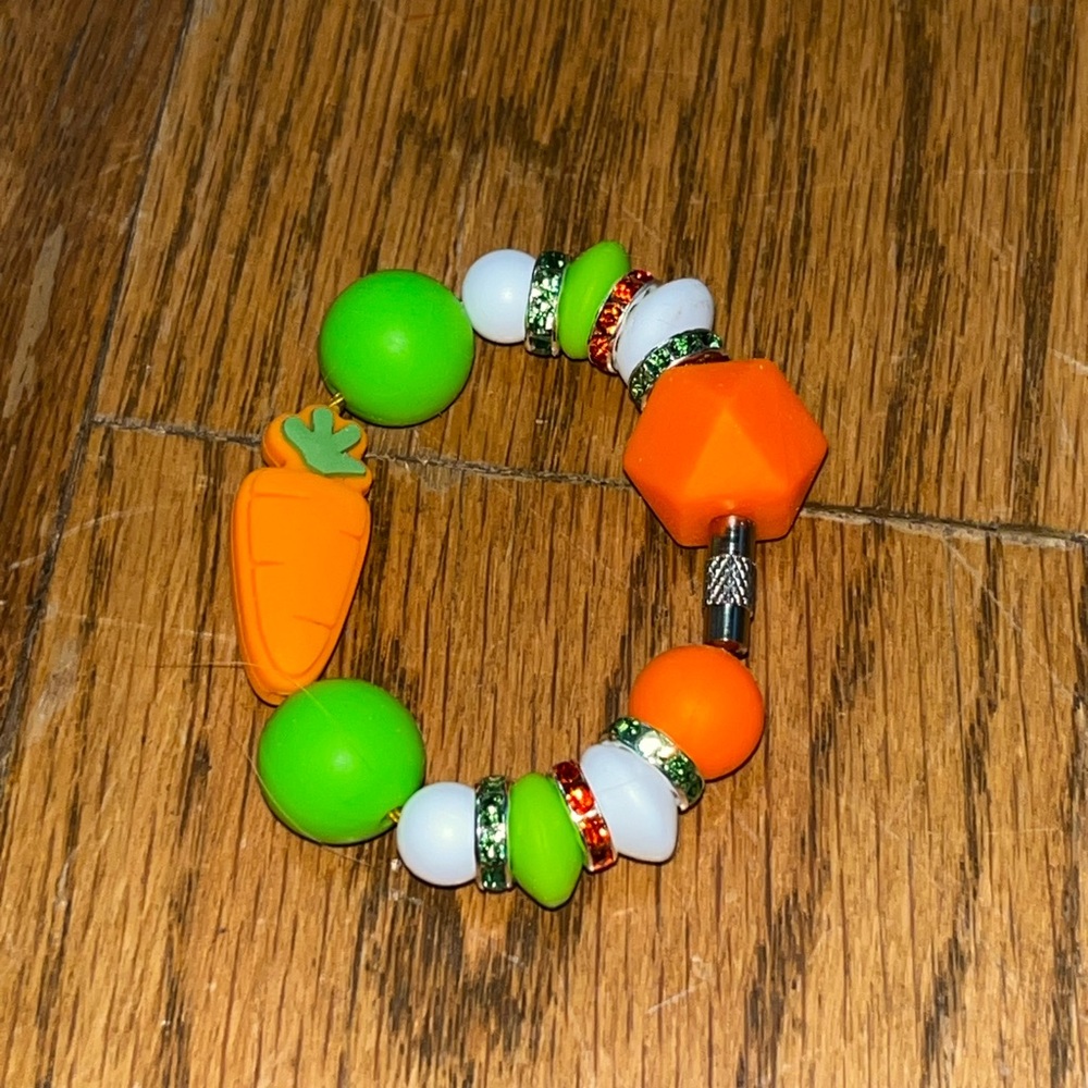 Handmade Spring Easter Carrot Beaded Tumbler Stanley cup handle accessory charm
